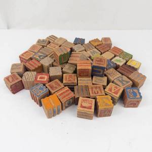 Vintage Wooden Alphabet Blocks Assortment