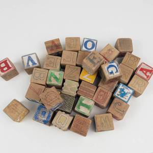 Vintage Wooden Alphabet Blocks Mixed Lot