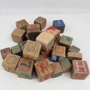 Vintage Wooden Alphabet Blocks Assortment