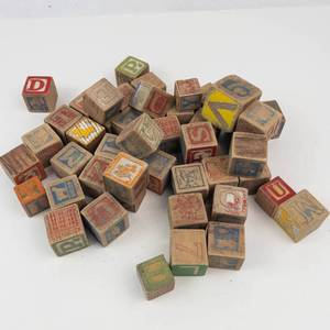 Vintage Wooden Alphabet Blocks Set
