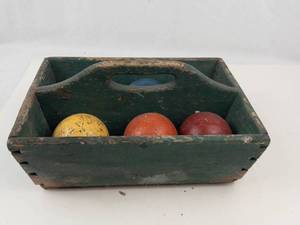 Wooden Carry Crate With Painted Wooden Balls