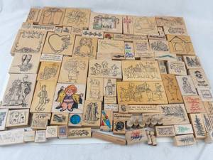 Assorted Wooden Rubber Stamps Mixed Lot