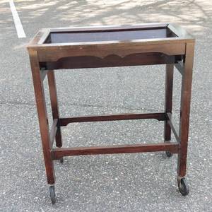 Wood Library Book Trolley With Casters
