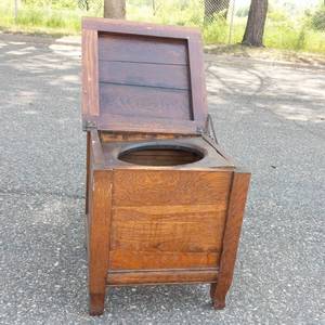Antique Oak Chamber Pot Commode
