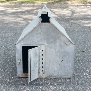 Vintage Galvanized Metal Chicken Brooder Carrier