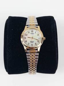 Timex Indiglo Quartz Gold Tone Bracelet Watch - New Battery, Running