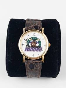 Minnesota Moose Quartz Wrist Watch With Brown Leather Strap - New Battery - Running
