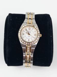 Relic Rhinestone Quartz Two-Tone Stainless Steel Watch - New Battery - Running
