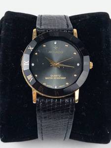 Movado Quartz Watch With Genuine Leather Strap - New Battery - Running