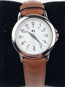 Kl Quartz Analog Watch With Brown Leather Strap - Running, New Battery