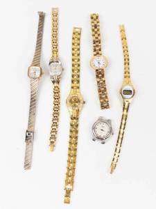Ladies Gold-Tone Quartz Watches Mixed Lot of 6 - Not Working