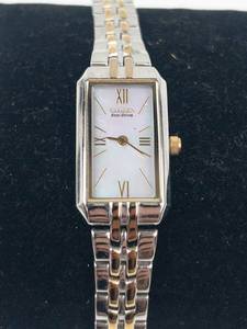 Citizen Eco-Drive Rectangular Two-Tone Watch - running