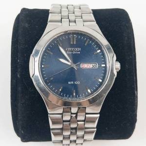 Citizen Eco-Drive WR100 Day-Date Stainless Steel Watch - running