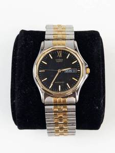 Citizen Quartz Day-Date Two-Tone Watch - Running, with new battery