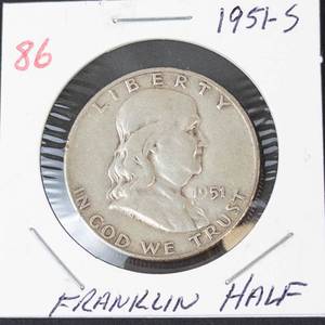 1951-S Franklin half dollar