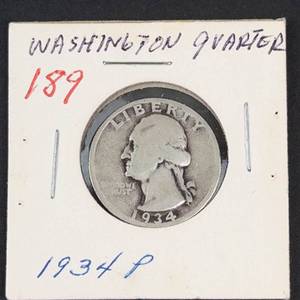 1934 Washington silver quarter