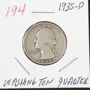 1935-D Washington silver quarter