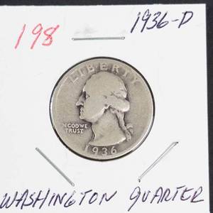 1936-D Washington silver quarter