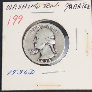 1936-D Washington silver quarter