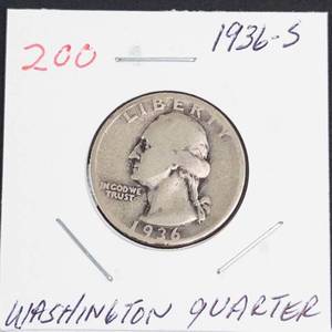 1936-S Washington silver quarter