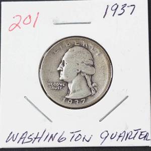 1937 Washington silver quarter