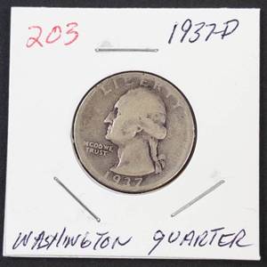 1937-D Washington silver quarter