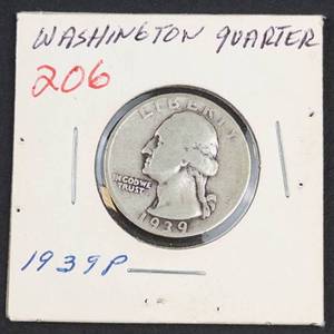 1939 Washington silver quarter