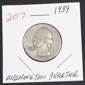1939 Washington silver quarter