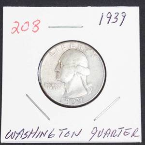 1939 Washington silver quarter