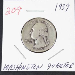 1939 Washington silver quarter