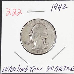 1942 Washington silver quarter