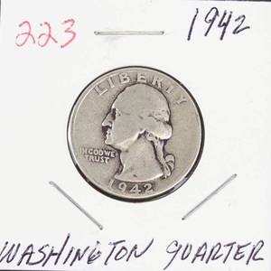 1942 Washington silver quarter
