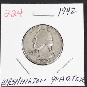 1942 Washington silver quarter