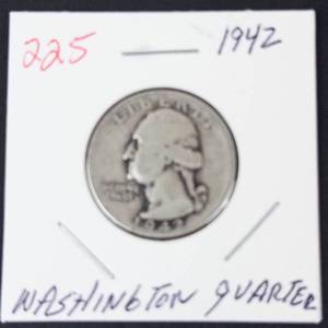 1942 Washington silver quarter