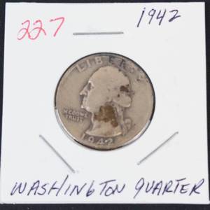 1942 Washington silver quarter