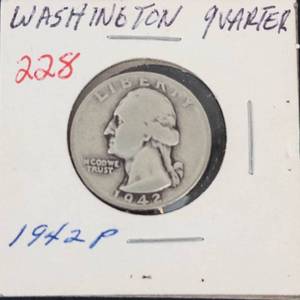 1942 Washington silver quarter
