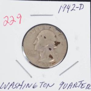 1942-D Washington silver quarter