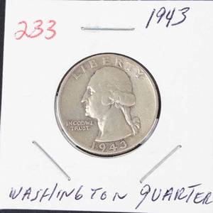 1943 Washington silver quarter