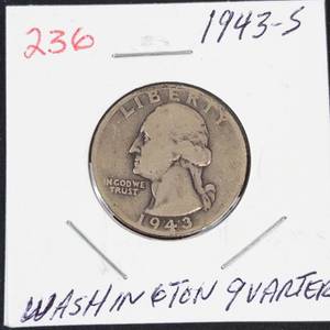 1943-S Washington silver quarter