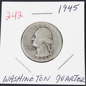 1945 Washington silver quarter