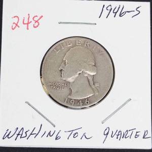 1946-S Washington silver quarter