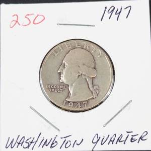 1947 Washington silver quarter
