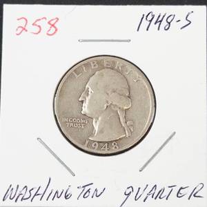 1948-S Washington silver quarter