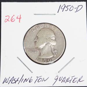 1950-D Washington silver quarter