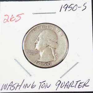 1950-S Washington silver quarter