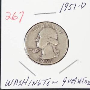 1951-D Washington silver quarter