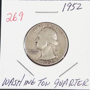 1952 Washington silver quarter