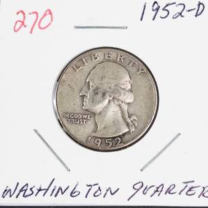 1952-D Washington silver quarter