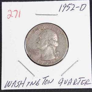 1952-D Washington silver quarter