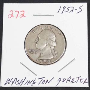 1952-S Washington silver quarter